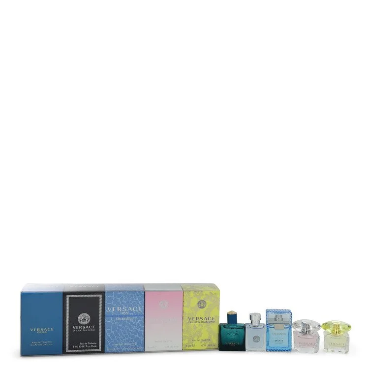 Bright Crystal Gift Set: The Best of Versace Men's and Women's Miniatures Collection Includes Versace Eros, Versace Pour Homme, Versace Man Eau Fraiche, Bright Crystal, and Versace Yellow Diamond chính hãng Versace