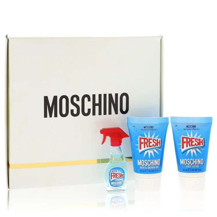 Moschino Fresh Couture Gift Set: 0,17 oz Mini EDP Spray + 0,8 oz Body Lotion + 0,8 oz Shower Gel chính hãng Moschino