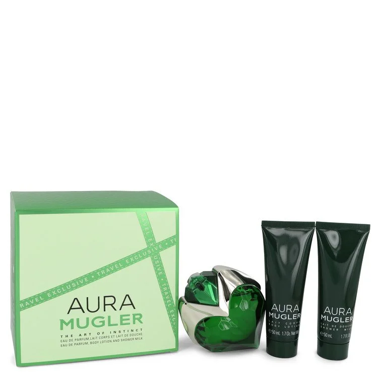 Mugler Aura Gift Set: 50 ml (1,7 oz) Eau De Parfum (EDP) Spray + 50 ml (1,7 oz) Body Lotion + 50 ml (1,7 oz) Shower Milk chính hãng Thierry Mugler