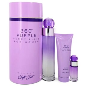 Perry Ellis 360 Purple Gift Set: 100 ml (3,4 oz) Eau De Parfum (EDP) Spray + 0,25 oz Mini EDP Spray + 3 oz (90 ml) Shower Gel chính hãng Perry Ellis