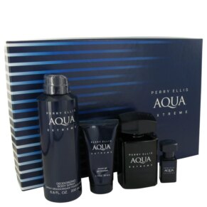 Perry Ellis Aqua Extreme Gift Set: 100 ml (3,4 oz) Eau De Toilette (EDT) Spray + 0,25 oz Mini EDT Spray + 200 ml (6,8 oz) Body Spray + 50 ml (1,7 oz) Shower Gel chính hãng Perry Ellis