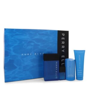 Perry Ellis Pure Blue Gift Set: 100 ml (3,4 oz) Eau De Toilette (EDT) Spray + 3 oz (90 ml) Shower Gel + 2,75 oz Deodorant Stick + 0,25 oz Travel EDT Spray chính hãng Perry Ellis